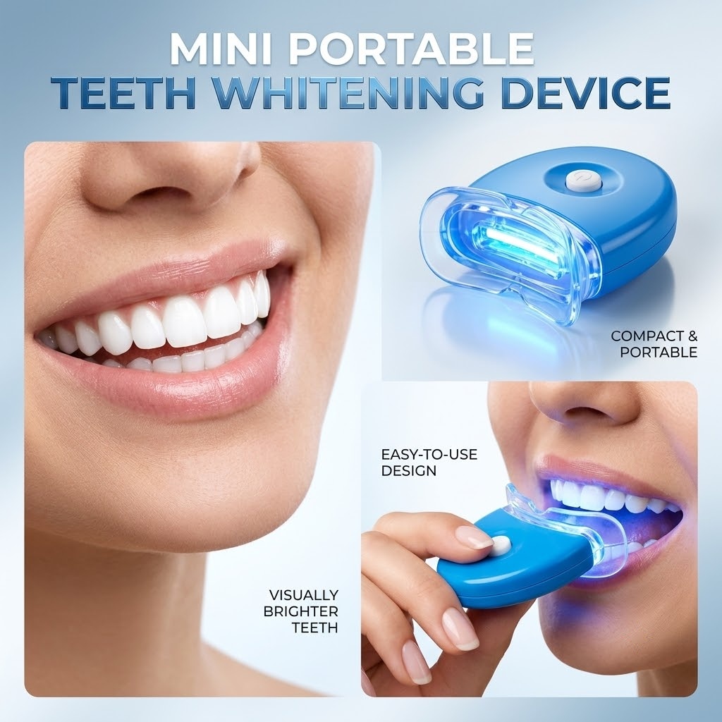 Teeth Whitening Kit At Home - Kablosuz Soğuk LED Mavi Işık Diş