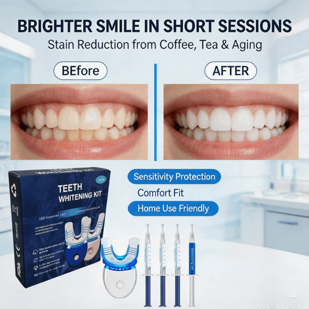 Teeth Whitening Kit At Home - Profesyonel Diş Beyazlatma Kiti Jel LED